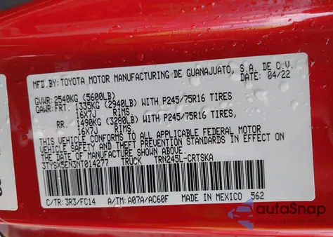 2022 Toyota Tacoma Access Cab from USA, damaged, VIN 3TYSX5EN3NT014277